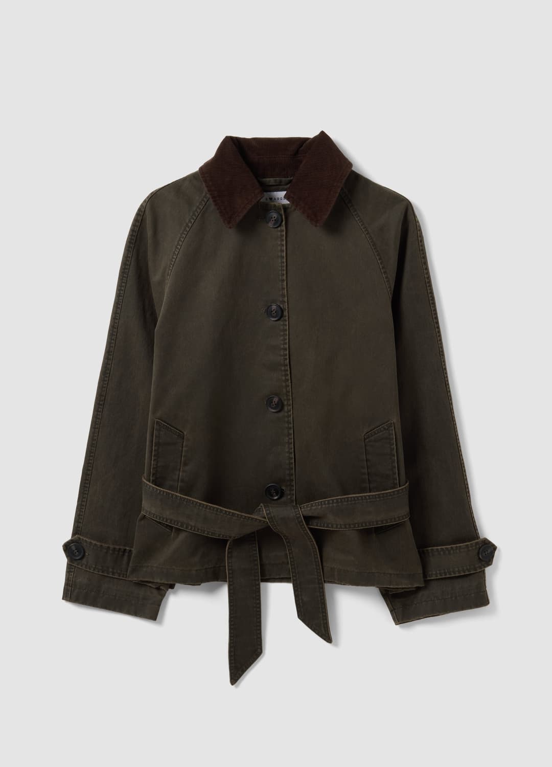 Grüner Trenchcoat Aus Baumwollmischung Mit Kontrastkragen | OVS Grüner Trenchcoat Aus Baumwollmischung Mit Kontrastkragen - 4 | OVS