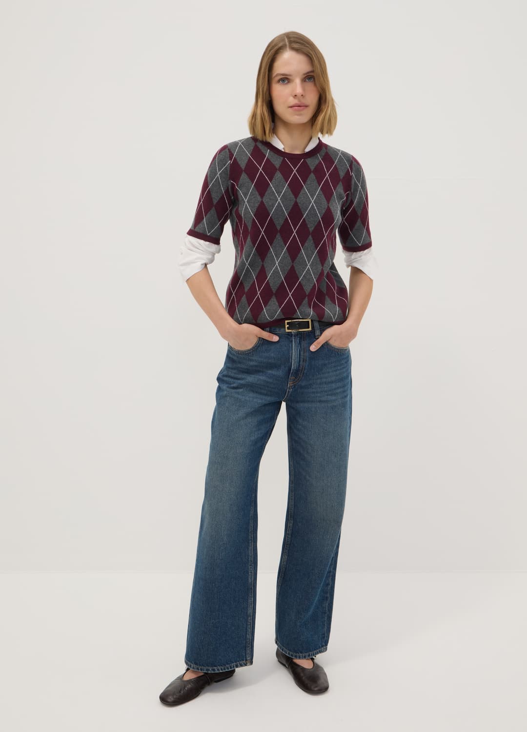 Mehrfarbiger Pullover Mit Rautenmuster Und Rundhals | OVS Mehrfarbiger Pullover Mit Rautenmuster Und Rundhals - 1 | OVS