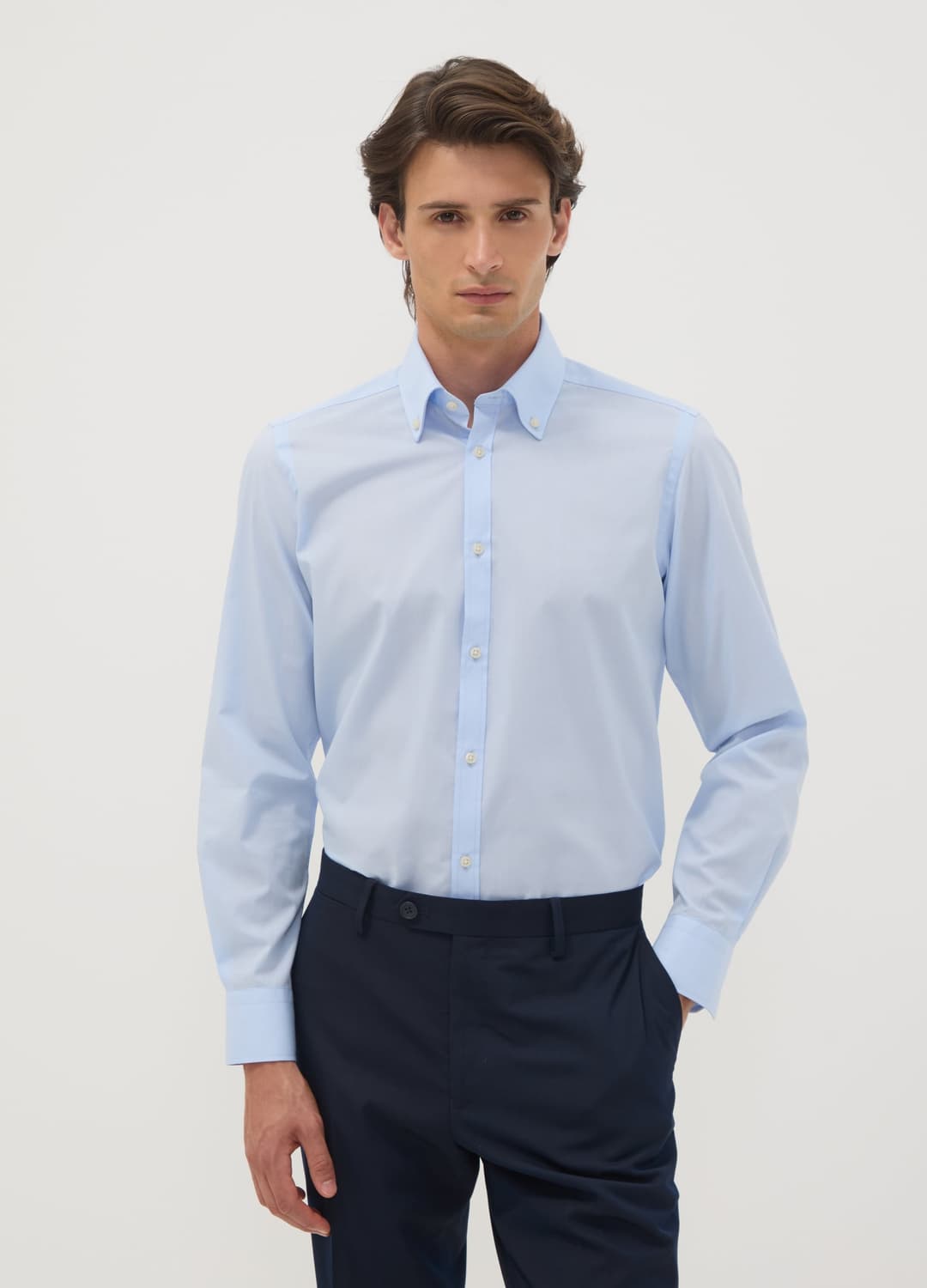 Hellblaues Slim-fit-hemd Mit Button-down-kragen | OVS Hellblaues Slim-fit-hemd Mit Button-down-kragen - 0 | OVS