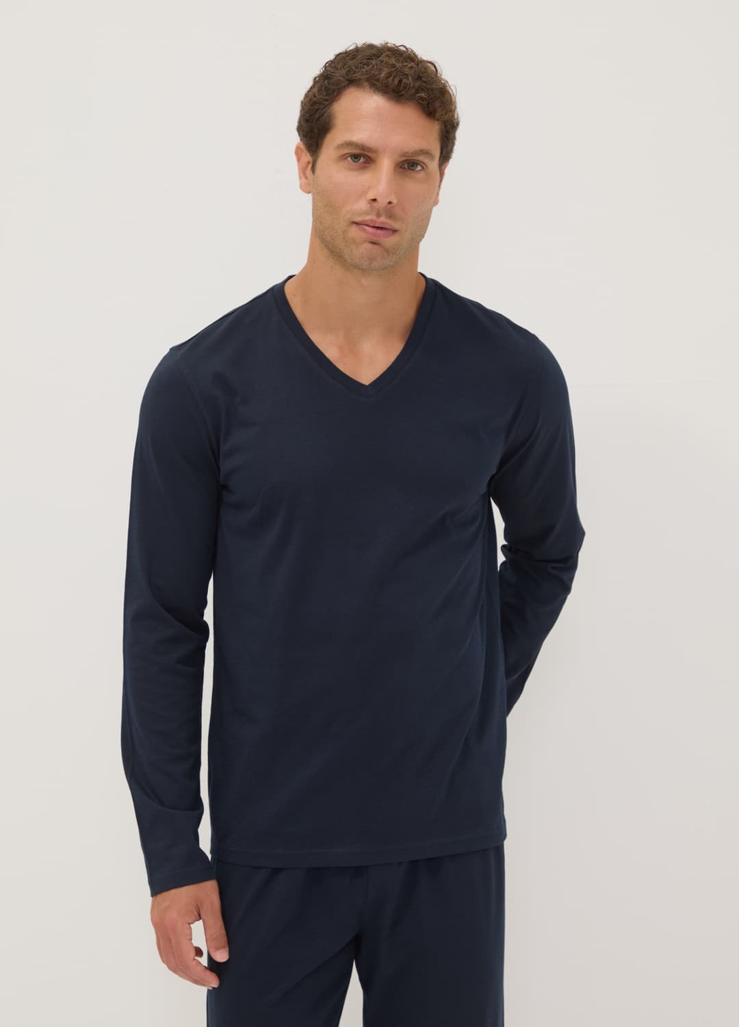 Pigiama Blu In Puro Cotone Organico Con Scollo A V Regular Fit | OVS Pigiama Blu In Puro Cotone Organico Con Scollo A V Regular Fit - 1 | OVS