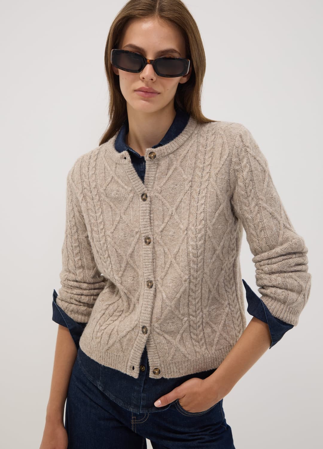 Cardigan Grigio In Misto Lana A Trecce | OVS Cardigan Grigio In Misto Lana A Trecce - 0 | OVS