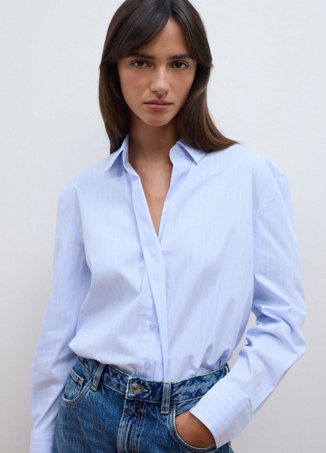 Camicia Azzurra In Cotone Elasticizzato A Righe Regular Fit | OVS Camicia Azzurra In Cotone Elasticizzato A Righe Regular Fit - 0 | OVS