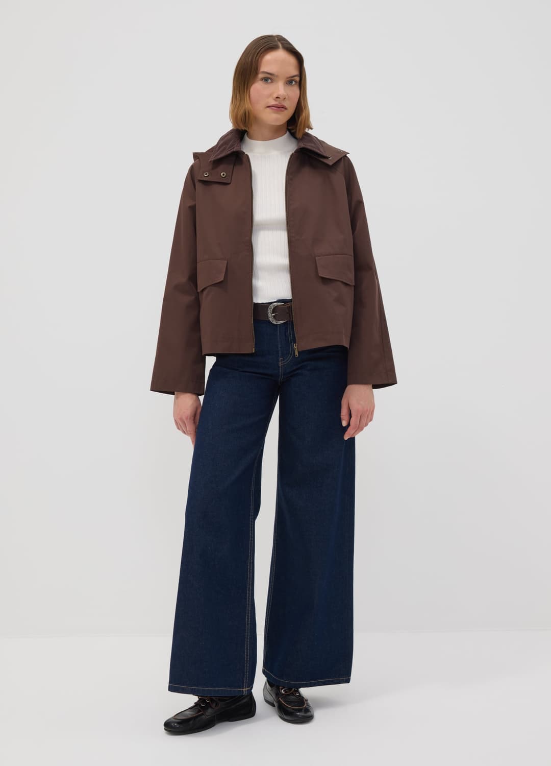 Giacca Parka Marrone Con Cappuccio E Collo A Coste In Misto Cotone | OVS Giacca Parka Marrone Con Cappuccio E Collo A Coste In Misto Cotone - 1 | OVS