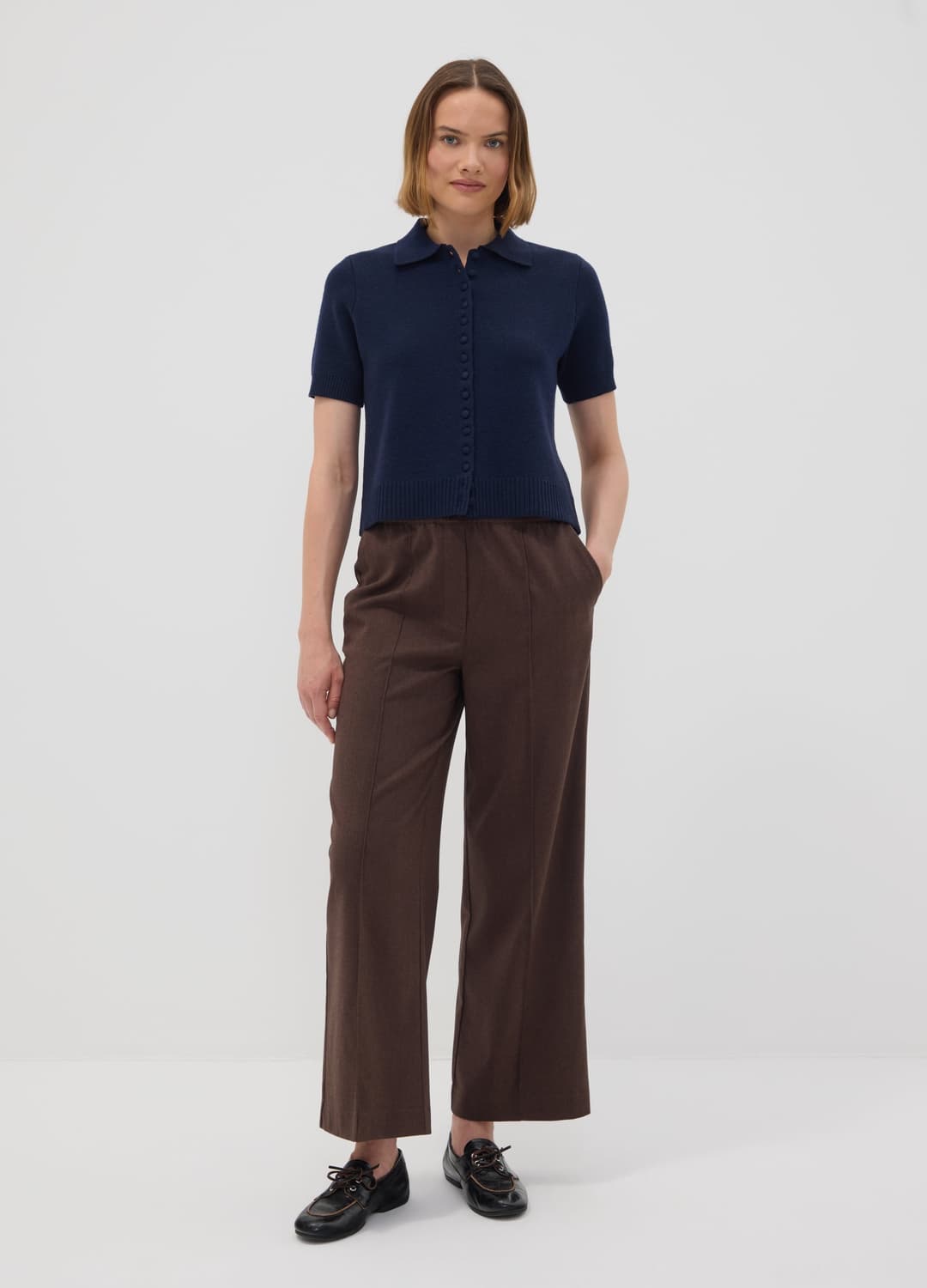 Cardigan Blu In Misto Lana Con Colletto Polo Regular Fit | OVS Cardigan Blu In Misto Lana Con Colletto Polo Regular Fit - 1 | OVS