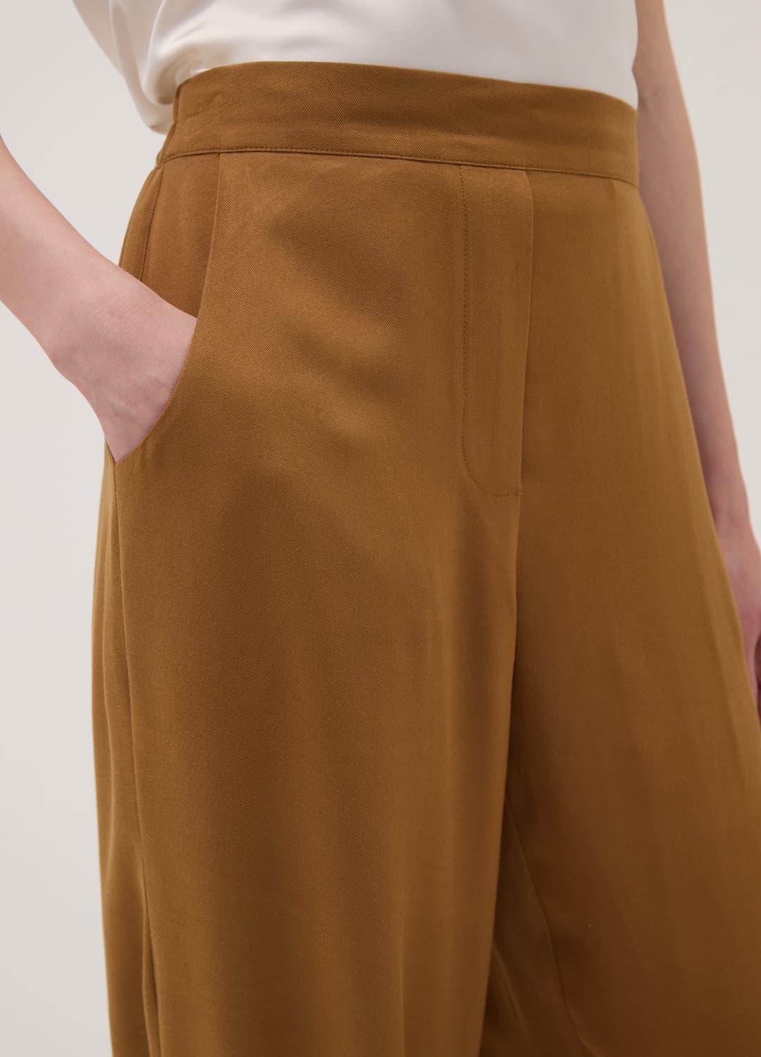 Braune Hose Aus Reiner Viskose Mit Elastischem Saum | OVS Braune Hose Aus Reiner Viskose Mit Elastischem Saum - 10 | OVS