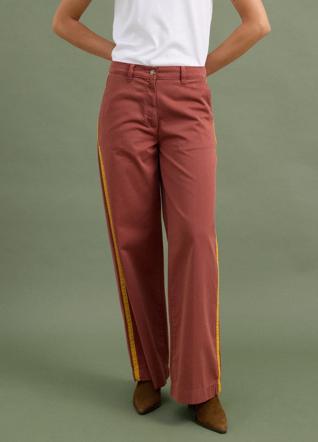 Pantaloni Chino Rossi Wide Leg In Puro Cotone Con Bande A Contrasto | OVS Pantaloni Chino Rossi Wide Leg In Puro Cotone Con Bande A Contrasto - 1 | OVS