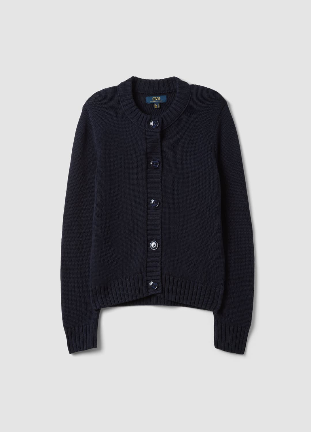Cardigan Blu In Puro Cotone Con Girocollo E Bottoni Regular Fit | OVS Cardigan Blu In Puro Cotone Con Girocollo E Bottoni Regular Fit - 4 | OVS