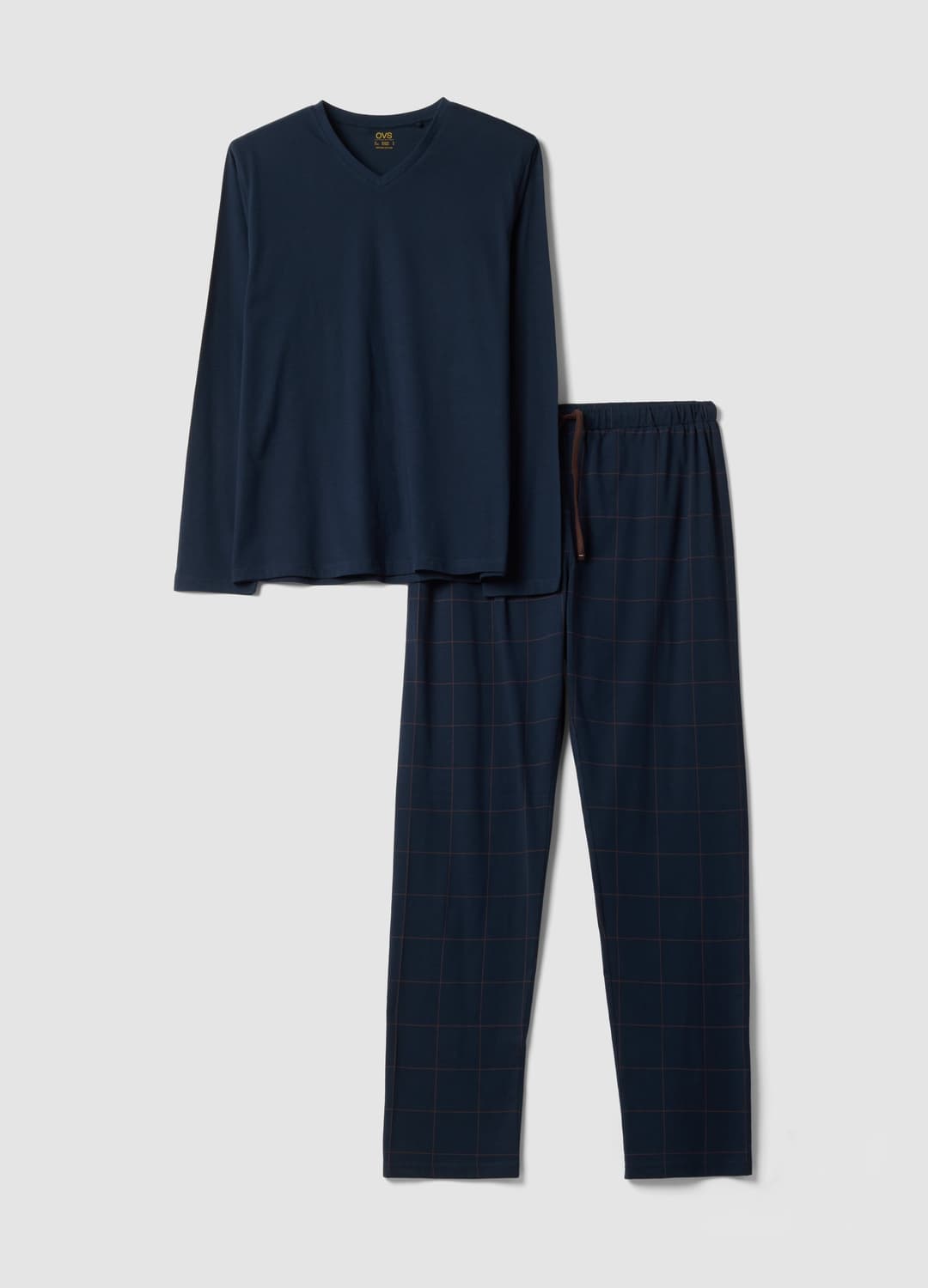 Pigiama Blu In Puro Cotone Organico Con Scollo A V | OVS Pigiama Blu In Puro Cotone Organico Con Scollo A V - 0 | OVS