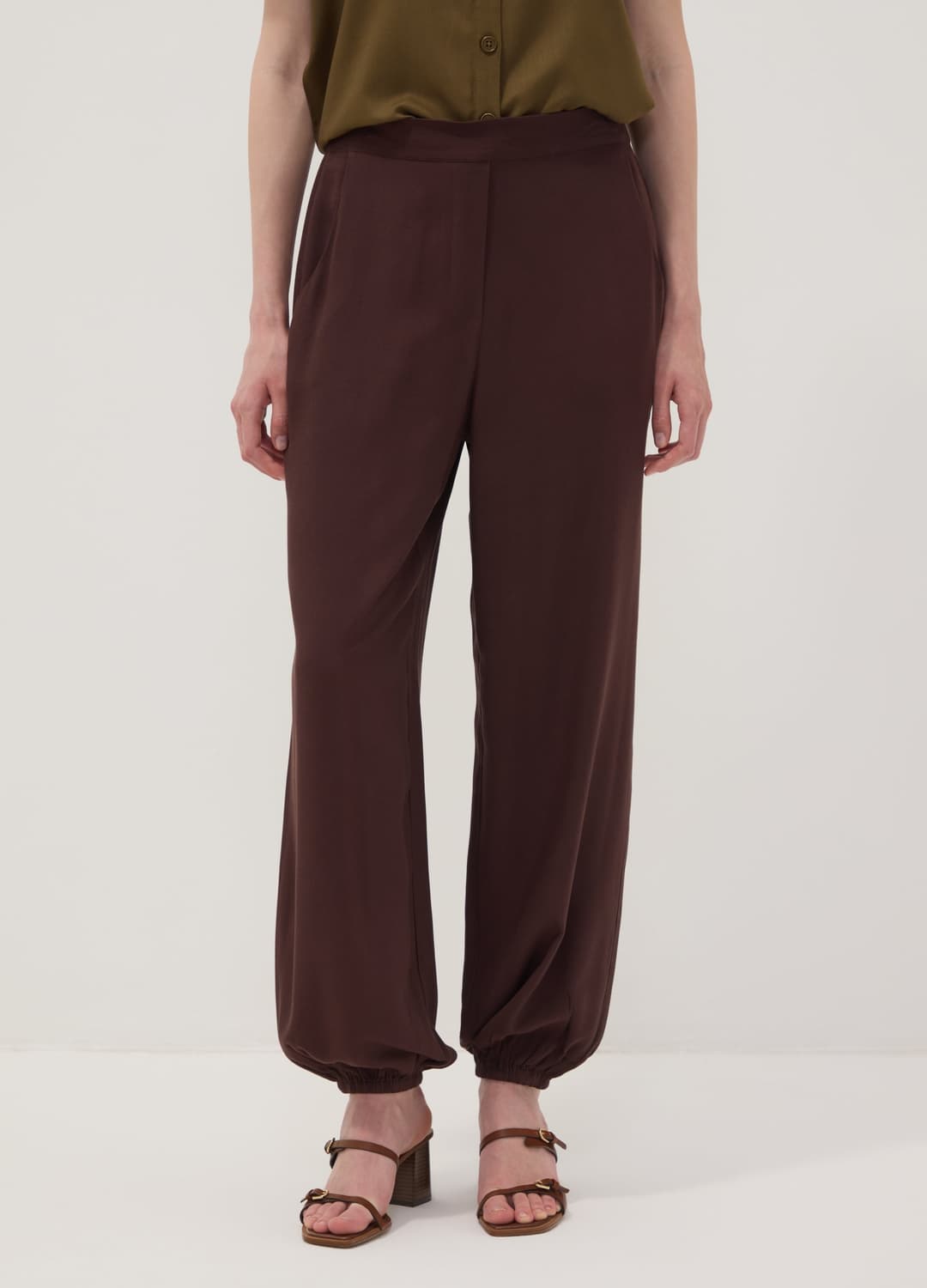 Braune Hose Aus Reiner Viskose Mit Elastischem Saum | OVS Braune Hose Aus Reiner Viskose Mit Elastischem Saum - 1 | OVS