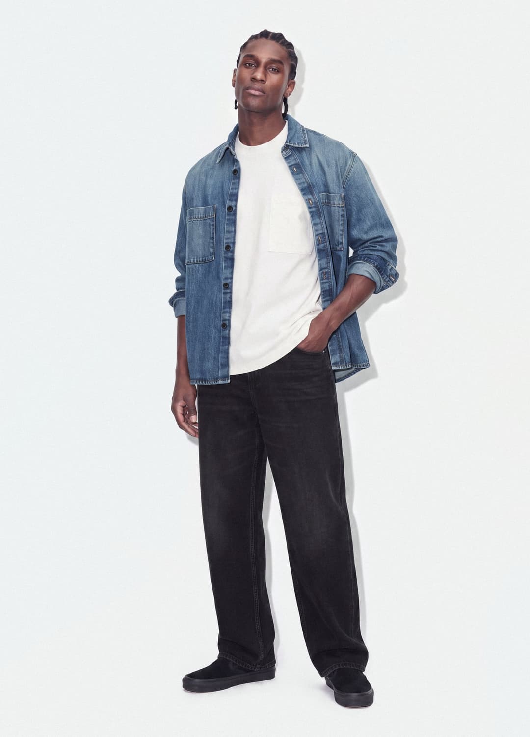 Blaue Denim-hemd Aus Reiner Baumwolle | OVS Blaue Denim-hemd Aus Reiner Baumwolle - 1 | OVS