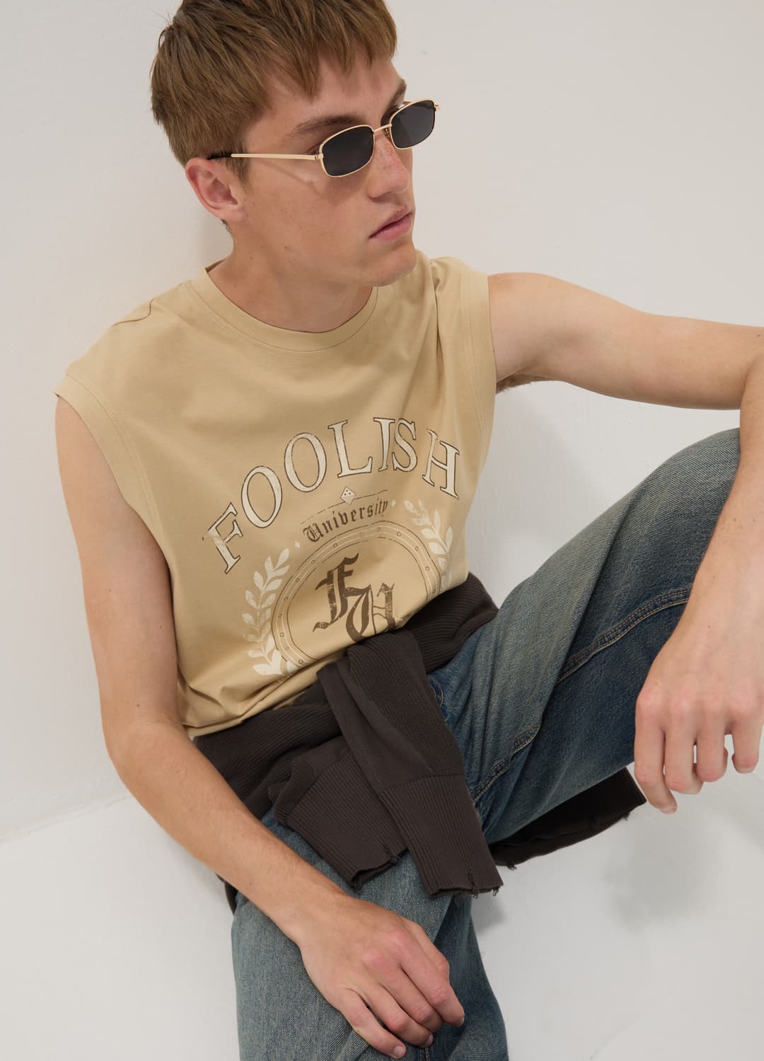 Beiges Tanktop Aus Reiner Baumwolle Mit Frontprint | OVS Beiges Tanktop Aus Reiner Baumwolle Mit Frontprint - 0 | OVS
