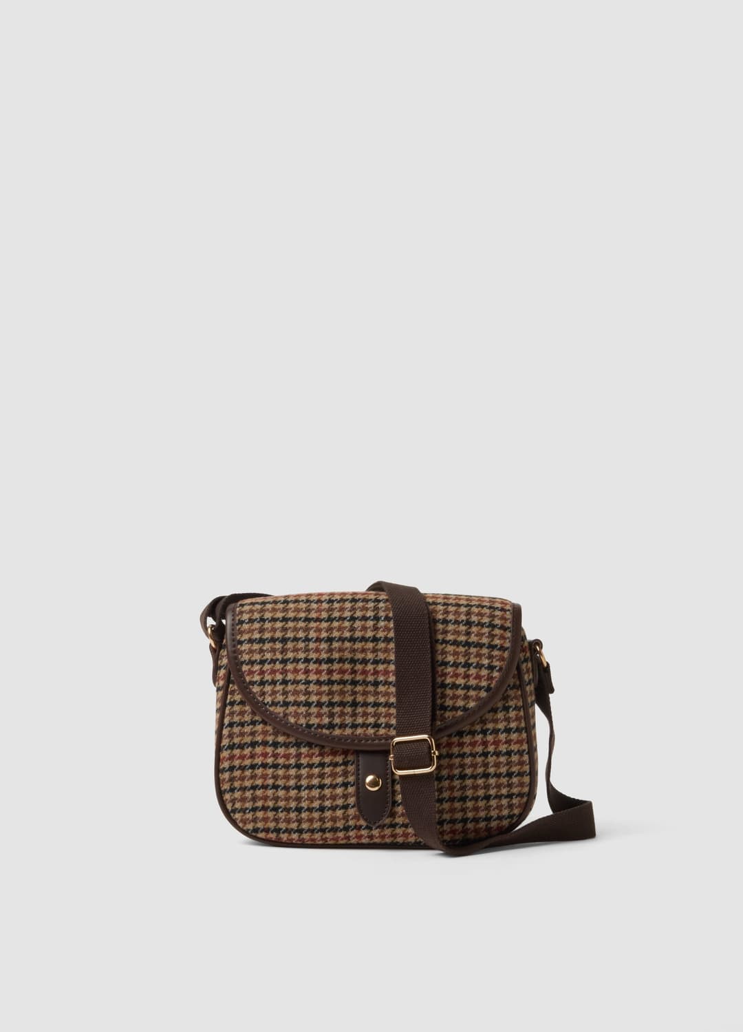 Borsa Marrone In Misto Lana E Viscosa Con Tracolla A Quadri | OVS Borsa Marrone In Misto Lana E Viscosa Con Tracolla A Quadri - 0 | OVS
