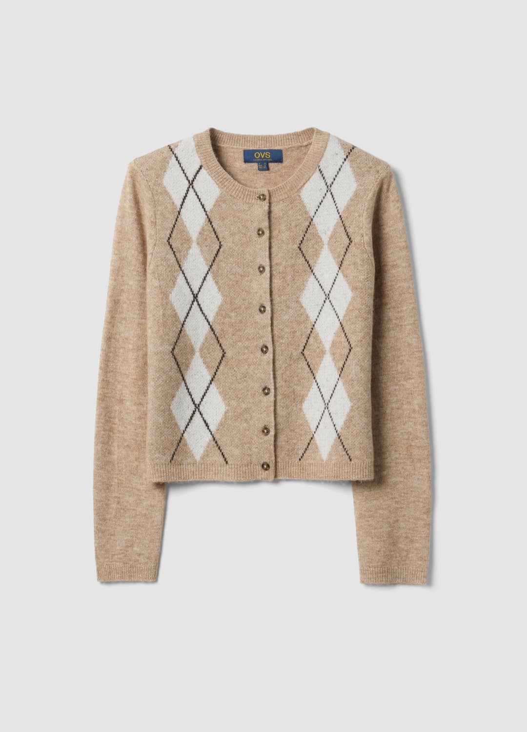 Cardigan Grigio In Lana Elasticizzata Jacquard Girocollo Regular Fit | OVS Cardigan Grigio In Lana Elasticizzata Jacquard Girocollo Regular Fit - 4 | OVS