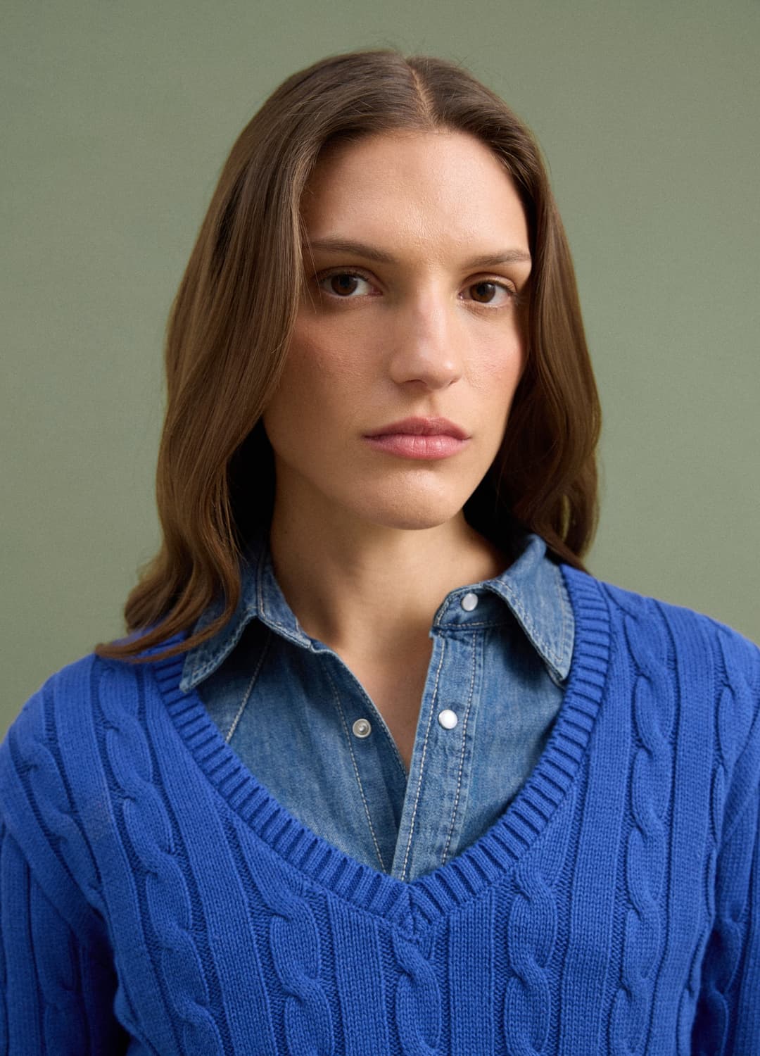 Maglia Blu In Puro Cotone A Trecce Con Scollo Profondo A V | OVS Maglia Blu In Puro Cotone A Trecce Con Scollo Profondo A V - 3 | OVS