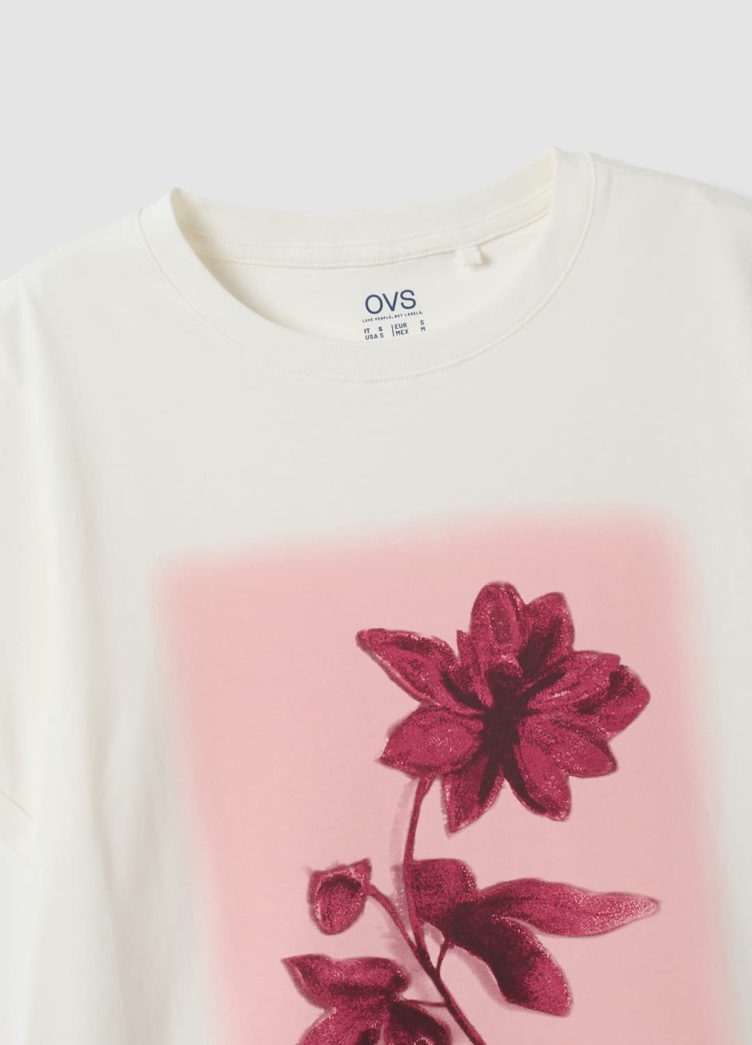 T-shirt Bianca In Puro Cotone Con Girocollo E Stampa Floreale Regular Fit | OVS T-shirt Bianca In Puro Cotone Con Girocollo E Stampa Floreale Regular Fit - 5 | OVS