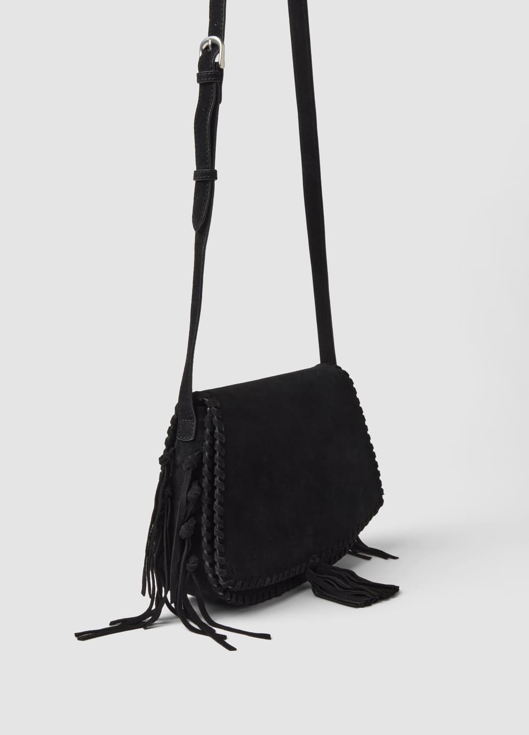 Borsa Nera In Vera Pelle Con Frange | OVS Borsa Nera In Vera Pelle Con Frange - 2 | OVS