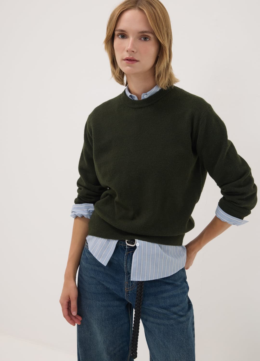 Brauner Stretchwoll-pullover Mit Rundhalsausschnitt | OVS Brauner Stretchwoll-pullover Mit Rundhalsausschnitt - 0 | OVS