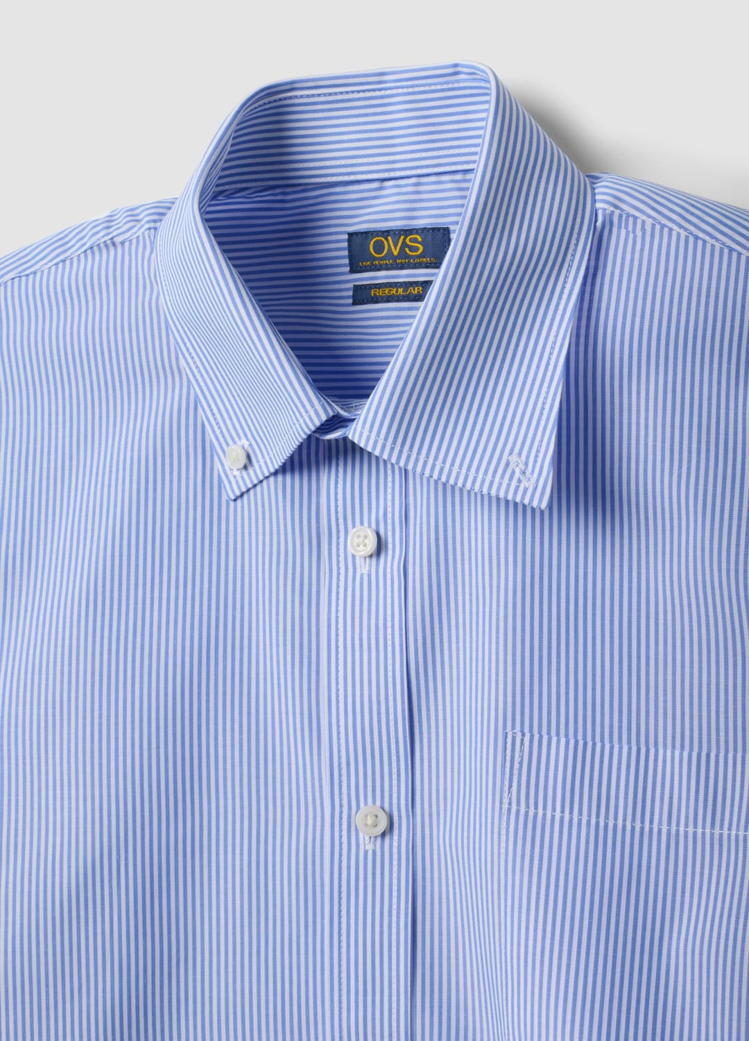 Camicia Azzurra A Righe In Misto Cotone Con Collo Button Down Easy Iron Regular Fit | OVS Camicia Azzurra A Righe In Misto Cotone Con Collo Button Down Easy Iron Regular Fit - 6 | OVS
