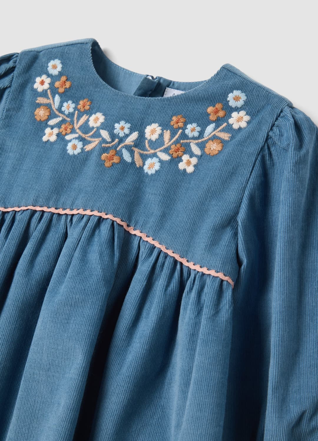 Abito Blu In Puro Cotone Con Ricamo Floreale E Girocollo Over Fit | OVS Abito Blu In Puro Cotone Con Ricamo Floreale E Girocollo Over Fit - 2 | OVS