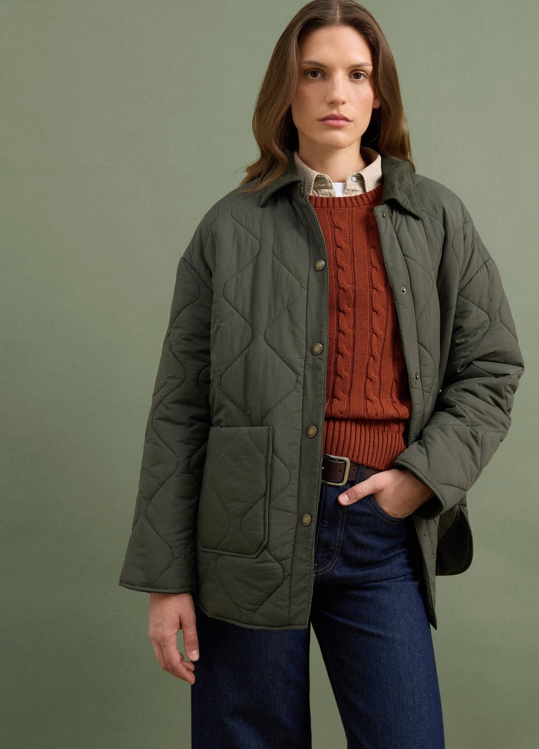 Grüne Gesteppte Wattjacke Mit Knöpfen | OVS Grüne Gesteppte Wattjacke Mit Knöpfen - 0 | OVS