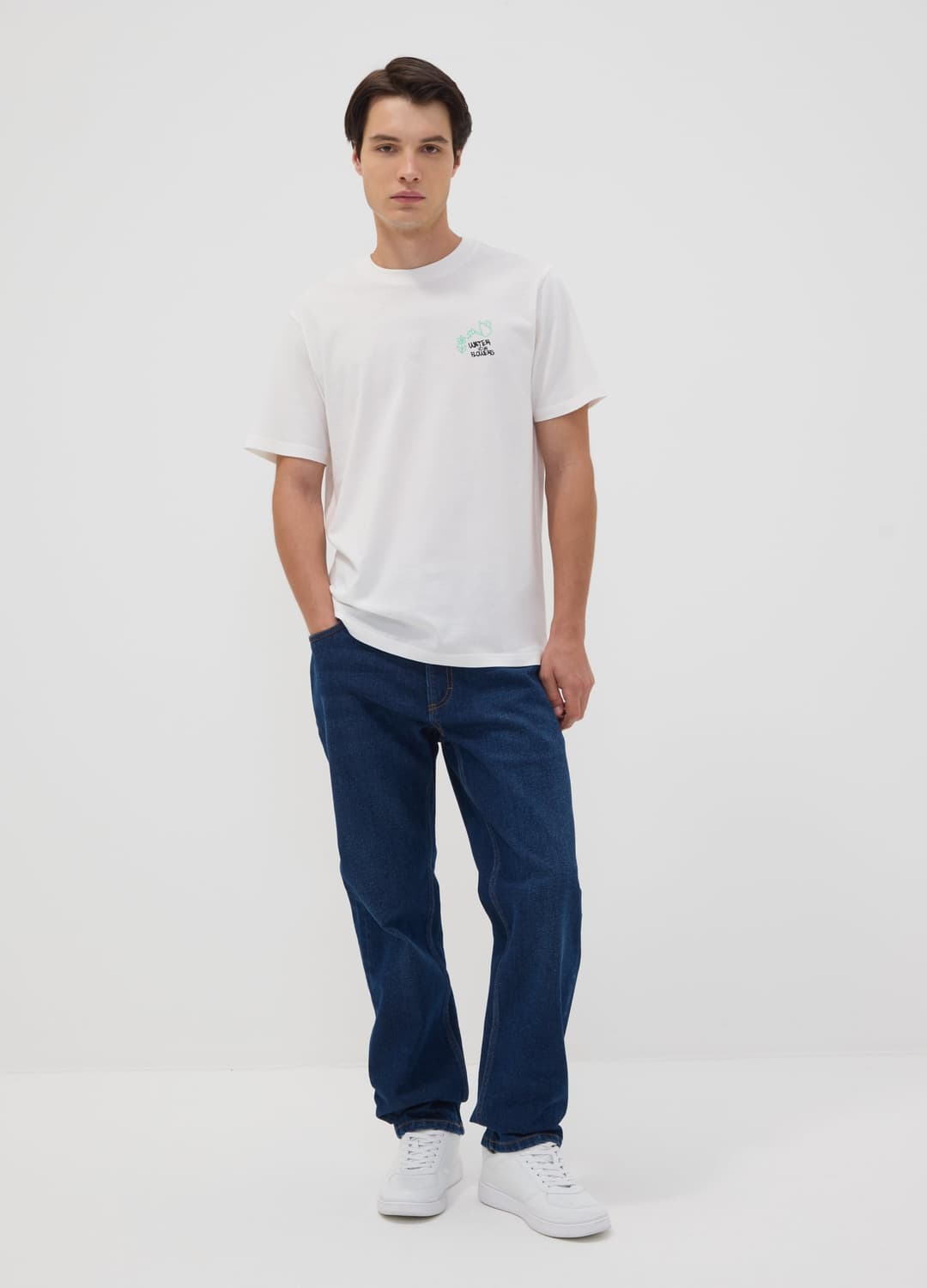 Weißes T-shirt Aus Reiner Baumwoll-jersey Mit Print „water Your Flowers“ | OVS Weißes T-shirt Aus Reiner Baumwoll-jersey Mit Print „water Your Flowers“ - 1 | OVS