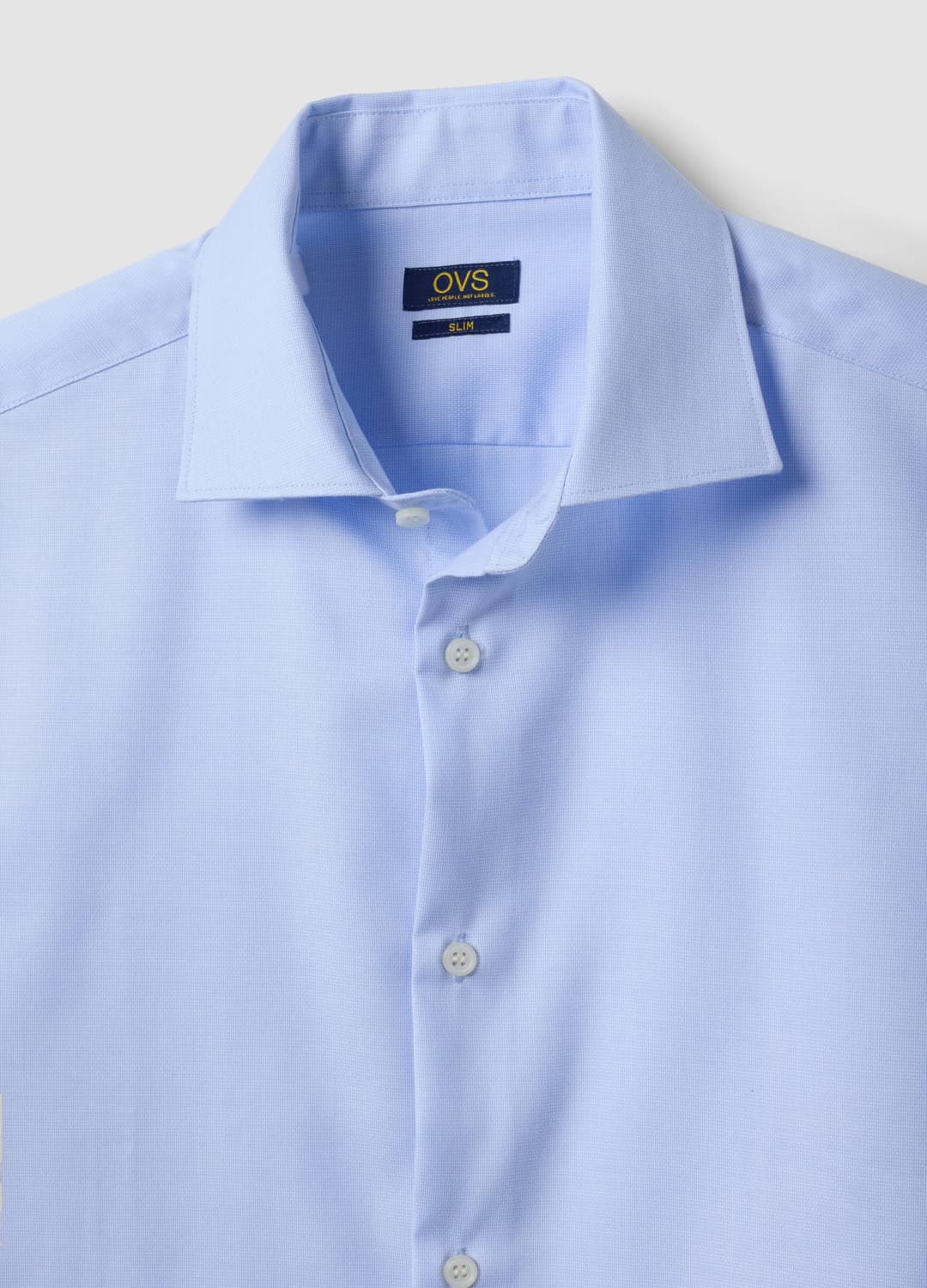 Camicia Azzurra In Puro Cotone Con Colletto Classico Slim Fit No Iron | OVS Camicia Azzurra In Puro Cotone Con Colletto Classico Slim Fit No Iron - 5 | OVS