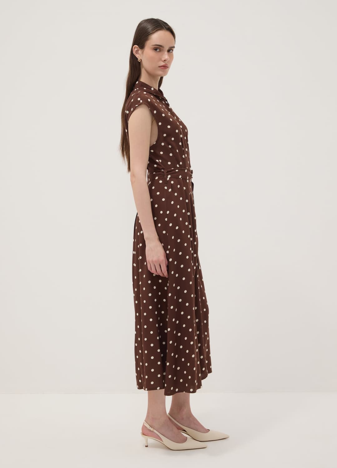 Abito Midi Marrone In Pura Viscosa A Pois Regular Fit | OVS Abito Midi Marrone In Pura Viscosa A Pois Regular Fit - 1 | OVS