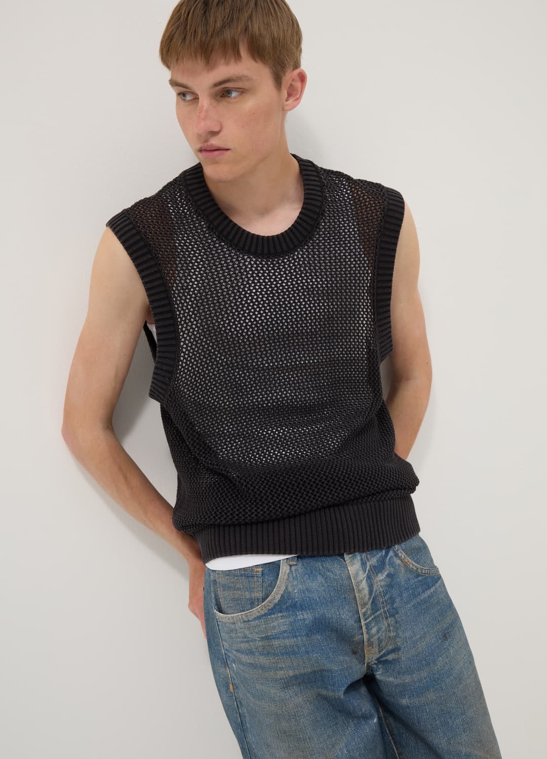 Schwarzes Ärmelloses Mesh-top Aus Reiner Baumwolle | OVS Schwarzes Ärmelloses Mesh-top Aus Reiner Baumwolle - 3 | OVS