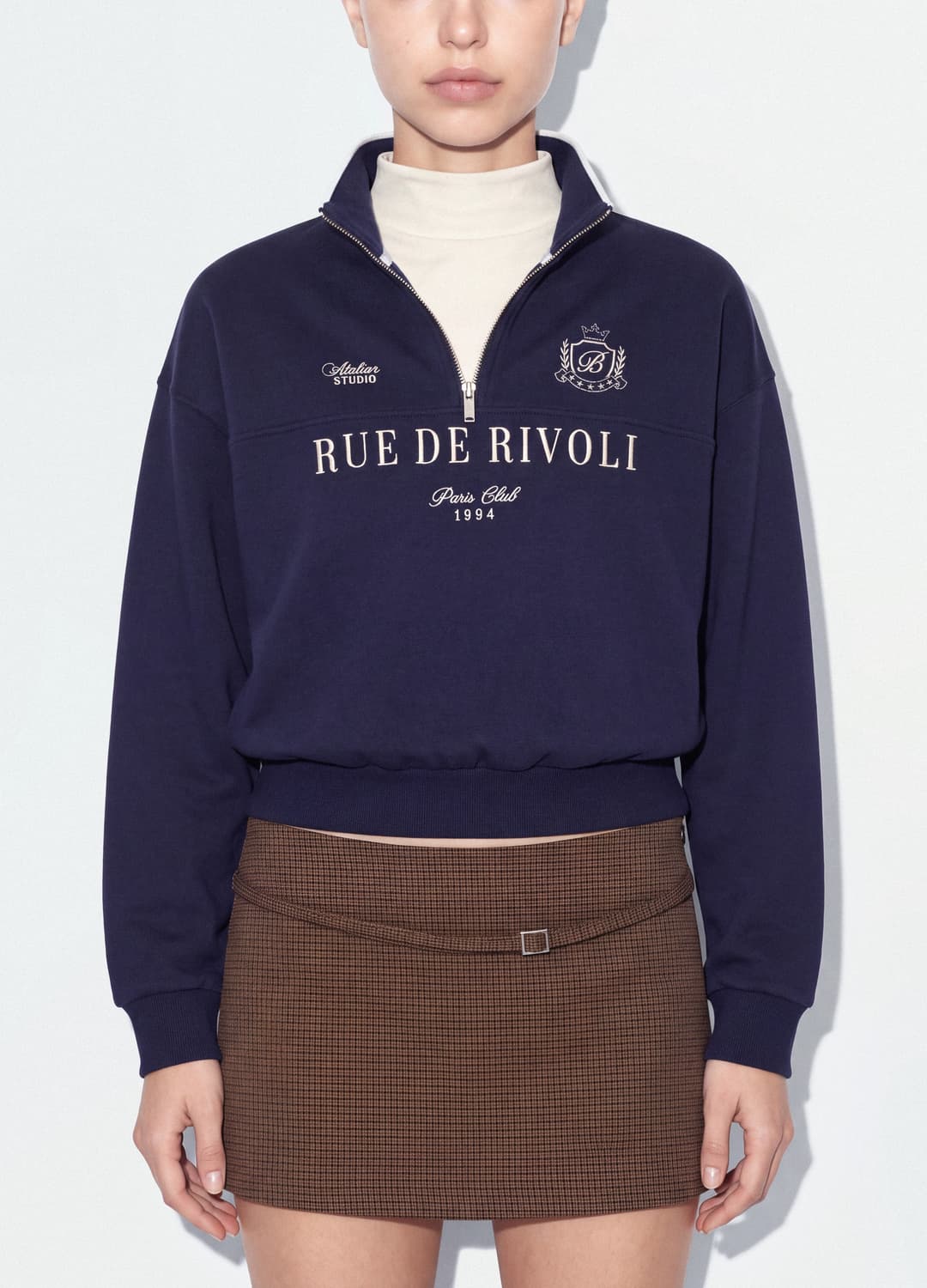 Felpa Half Zip Blu In Misto Cotone Con Scritta Frontale Regular Fit | OVS Felpa Half Zip Blu In Misto Cotone Con Scritta Frontale Regular Fit - 2 | OVS